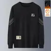Nueva Camiseta de Manga Larga con Cuello Redondo Otoño/Invierno 2025, Sudadera Gruesa Versátil de Moda con Forro Polar, Camiseta Básica de Moda para Hombre