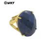 Anillo Unisex Wt-R604 Forma de Huevo de Ganso Textura de Gema Lapislázuli Amatista Chapado en Oro de 18 Quilates para Hombres y Mujeres