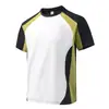 Camiseta de Manga Corta de Secado Rápido para Deportes al Aire Libre para Hombre en Verano con Costuras de Color Contrastante Camiseta de Cuello Redondo Ropa Transpirable de Entrenamiento de Secado Rápido