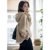 Sudadera con capucha de doble capa y cremallera, estilo dos piezas falsas para mujer, diseño de moda, simple y casual, nuevo estilo Otoño e Invierno 2026