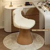 Silla de maquillaje tipo crema para habitaciones de niñas, taburete de tocador de alta gama, giratorio, con respaldo, especializado para tocadores de casa