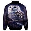 Cardigan masculino de gola redonda para compras transfronteiriças na Amazon com estampa digital 3D de tatuagem, blusa casual, camisa com zíper de coruja mais vendida