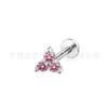 F136 aretes de titanio dientes internos triángulo flor bolsa circonita incrustada labio uña joyería para piercing corporal aleación de titanio G23 uña para cartílago