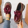 Zapatos de Cuero Pequeños Versátiles de Suela Gruesa con Lazo, Mocasines, Estilo JK, Venta Caliente Transfronteriza Europea y Americana, Venta al por Mayor Transfronteriza, Tallas Grandes