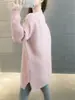 Suéter de mujer de longitud media que cubre las caderas, colección otoño e invierno 2026, engrosado, adecuado para mujeres petite, elegante vestido base para combinar con un abrigo