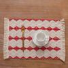 Novo Natal Placemat Cotton Tassel Tapete de isolamento Costura de duas cores Placemat tecido Estilo boêmio Western Placemat