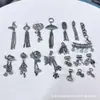 Pulsera de Plata Sanqi de Plata Vieja de Shanxi Colgante Estilo Étnico Borla Mariposa Tubo Curvo Encanto Accesorios para Pulsera DIY