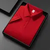 Camisa Polo de Seda Helada Fresca de Manga Corta para Hombre 2025 Nueva de Color Sólido de Alta Gama Multicolor de Manga Corta