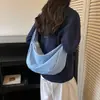 Bolsa estilo coreano minimalista para bolinhos, grande capacidade, artística, nova bolsa de lona texturizada, bolsa transversal, bolsa versátil em formato de meia-lua para mulheres