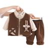 Conjunto de Roupa de Outono para Meninos, Novo Estilo para Bebês Meninos, Conjunto Elegante de Colete e Camisa Três Peças para Primavera e Outono, Disponível para Dropshipping