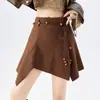 Falda Fina Irregular de Ante para Mujer 2025 Otoño e Invierno Nuevo Estilo Falda Ajustada de Cintura Alta Línea A