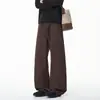 Pantalones casuales de corte inclinado estilo americano para hombre, primavera y otoño, finos de seda helada, secado rápido, transpirables, cordón elástico, pierna recta curva, pantalones largos
