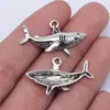 32x16mm 2,4g Prata Antiga Acessórios para Joias DIY Artesanal Animal Marinho Tubarão Pingente