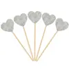 Inserts decorativos para pastel de cumpleaños de papel brillante, estrellas de cinco puntas y corazones, toppers pequeños para decoración de postres de fiesta, 5 piezas