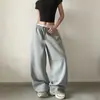 2026 Novo Estilo Americano Básico Calça Jogger Cinza Casual de Air Layer para Homens e Mulheres, Calça Reta Larga Solta com Efeito de Caimento