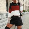 Bai Fen Zhi Yi Amazon Otoño 2023 Nuevo Moda Europea y Americana Ropa de Mujer Transfronteriza Suéter de Bloques de Color
