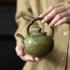Tetera de Cerámica Esmaltada de Horno Zhiyino Verde para Uso Doméstico, Tetera Personal para Preparar Té, Tetera con Asa, Tetera Portátil, Juego de Té Kung Fu, Caja de Regalo para Tetera Individual