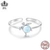 Evelle personalidade original s925 prata esterlina tartaruga azul abertura anel ajustável jóias femininas atacado
