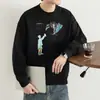 Sudadera informal y moderna de estilo americano con estampado de grafiti creativo, cuello redondo, corte holgado, unisex, para adolescentes y estudiantes de secundaria, invierno