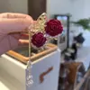 Nuevo Clip Pequeño de Presión con Borla de Cereza Rosa para Mujeres, para Recoger la Mitad del Cabello, Adorno para la Cabeza, Pasador de Pelo, Terciopelo, Moda, Accesorios para el Cabello Versátiles