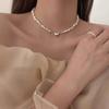 Colar Ímã Pérola Imitação Barroca Coração Corrente de Clavícula Retro Francês Luxo Leve de Alta Qualidade Moda Versátil Elegante