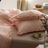 Juego de Cama de Algodón con Encaje Plisado Estilo Japonés de Cuatro Piezas Funda de Edredón Estilo Princesa de Algodón Puro Juego de Tres Piezas para Dormitorio de Estudiante