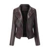 Jaqueta feminina slim fit da Amazon para mulheres, jaqueta fina para primavera e outono, roupa de motociclista feminina, jaqueta de couro com gola grande e moderna