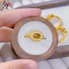 Anel Dourado Estilo Loja de Ouro Areia Dourada Flor Antiga Design de Nicho Anel Luz Luxo Moda Aberto Versátil Joia