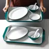 Prato de Melamina Kaiba Prato Comercial para Fast Food Cantina Escolar Restaurante Imitação de Porcelana Rolinhos de Arroz Macarrão Frito Conjunto de Louça