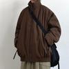 Abrigo de pana de invierno 2024 con cuello alto y acolchado de algodón para hombre, color sólido, combinable con todo, casual, de moda, de marca, retro japonés, grueso, acolchado de algodón