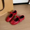 Bailarinas de charol de nuevo estilo en talla grande con lazo de cordones, estilo Mary Jane, ligeras, rojas, para primavera y otoño de 2026