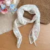 Bufanda de tela de lunares beige nueva estilo coreano con cuentas para mujer, diseño único, estilo pastoral, accesorio versátil