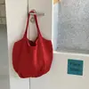 Nueva Bolsa Tejida Roja Calada Hecha a Mano Estilo Ins Coreano Bolso Tote de Punto de Verano Casual Estilo Perezoso de Vacaciones