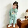 Conjunto de Moletom Infantil Duas Peças com Estampa de Gatinhos para Meninas Primavera e Outono Comércio Exterior E-commerce Fábrica de Origem Atacado