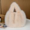 Bolso Nuevo Peludo Transfronterizo Felpa Imitación Zorro Plegado Bolso de Mujer Gran Capacidad Bolso de Mano Cesta de Verduras Bolso de Felpa