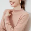 Suéter de Lã Merino Australiana de Primeira Linha Pronto para Vestir para Mulheres, Tricô com Gola Alta Meia, Camada Base de Cor Sólida, Suéter de Lã Fina