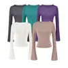Blusa de tricô feminina estilo coreano com mangas sino vazadas, outono casual, slim fit, cor sólida, visual emagrecedor, peça para cobrir da moda