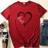 2025 Nova Estação Independente da Amazon Tops Casuais Estampa de Letras 'I Heart' Soltos Camisetas de Manga Curta Masculinas e Femininas