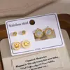 Pendientes de Tachuela de Trébol de Cuatro Hojas de Acero Inoxidable Rojo Dorado Más Vendidos Set de Tres Piezas para Mujer Redondo Incrustado de Diamante Joyería para Orejas Pequeña de Nicho con Acabado de Alta Gama