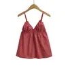 Camisola Estampada Estilo Dulce para Mujer, Nuevo Top Juvenil Versátil Estilo Vacaciones con Escote en V y Cintura Fruncida con Volantes