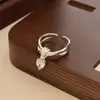 Anel de Coração Brilhante Simples Estilo Ins Feminino Design de Nicho Versátil Empilhável Aberto Ajustável Anel de Dedo Indicador de Celebridade da Internet