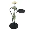 Candelabro de Ferro Vintage Pequeno Ornamento Criativo para Casa Estilo Europeu Romântico Suporte de Vela Adereço Chapéu de Palha Pastoral Decoração de Mesa