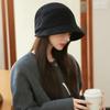 Boina preta feminina outono e inverno, novo chapéu vermelho da internet, estilo japonês, grande, cabeça, cobrindo o rosto, chapéu de pescador, chapéu da moda, pilha