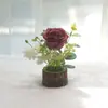 127 flores artificiais plantas verdes ornamentos casa interior sala de estar pequeno rosa bonsai plástico flor falsa flor em vaso