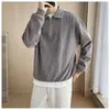 Suéter casual para hombre para otoño, tejido a rayas de moda con cremallera y cuello tipo polo elegante, manga larga, color liso