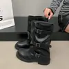 Botas Retrô de Pernas Largas Botas Longas Femininas 2026 Primavera Outono Novas Botas de Cano Alto Pregueadas Enrugadas Estilo Garota Popular Britânico Botas de Equitação