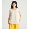 Nuevo Chal de Bordado con Lentejuelas Estilo Nacional Chino para Mujer Verano 2026 Nuevo Cuello Redondo Sin Mangas Holgado Adelgazante Camisa Top