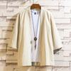 Cardigan Hanfu masculino solto de cor sólida, estilo chinês, recém-chegado, camisa plus size, moda casual, algodão e manga de linho