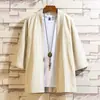 Cardigan Hanfu masculino solto de cor sólida, estilo chinês, recém-chegado, camisa plus size, moda casual, algodão e manga de linho