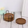 Posavasos de Madera de Acacia Maciza con Combinación de Estante de Almacenamiento, Base para Taza de Té de Restaurante, Diseño Moderno Minimalista Ligero Personalizado